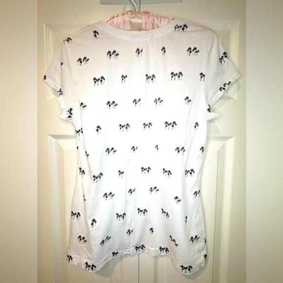Rag & Bone White Tee with Black Palm Trees. Size fitted Large. EUC - Picture 4 of 9